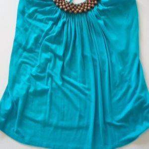 Sweet light blue beaded halter top in size large